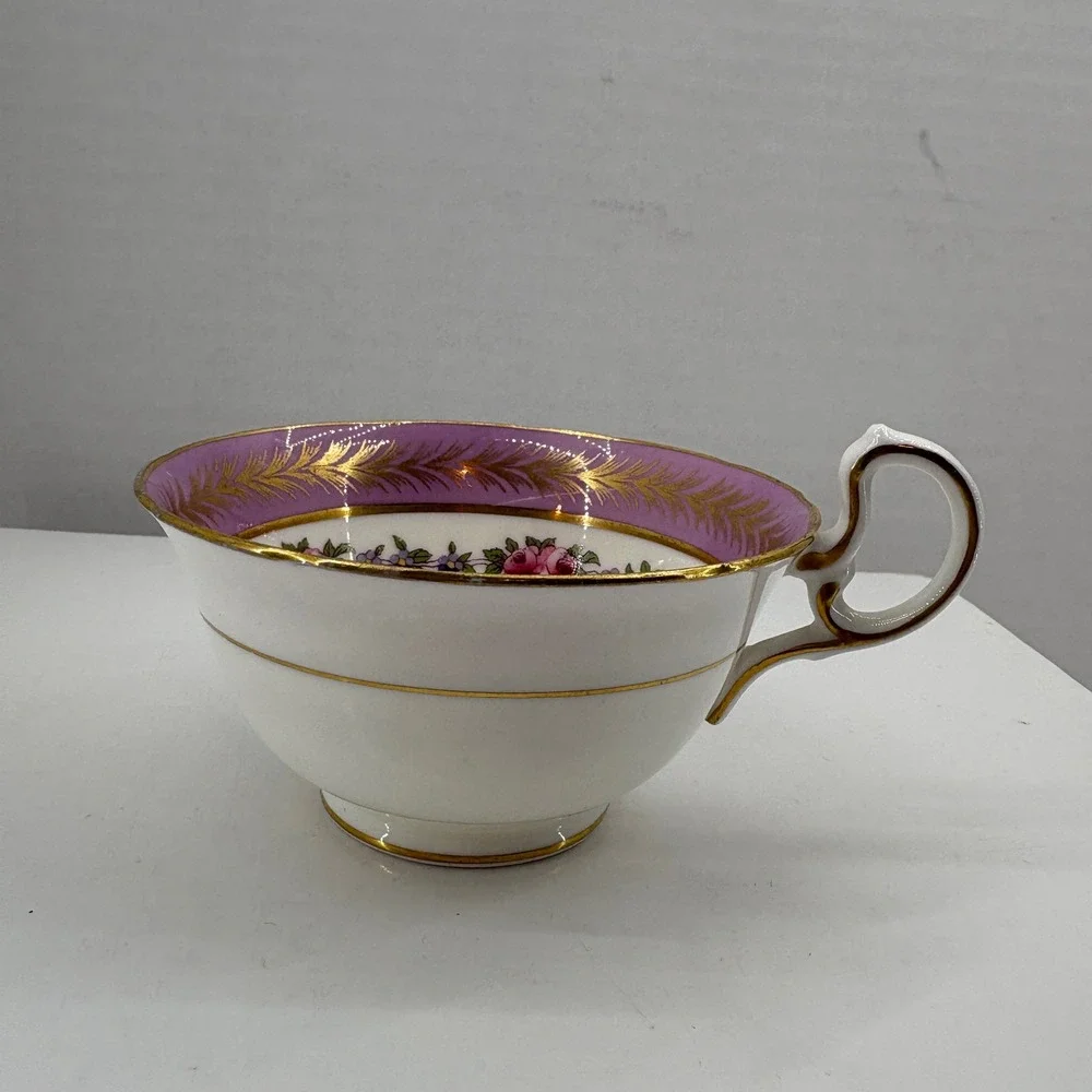 Vintage Aynsley England Teacup Lavender Floral Gold Trim Fine Bone China Tea Cup